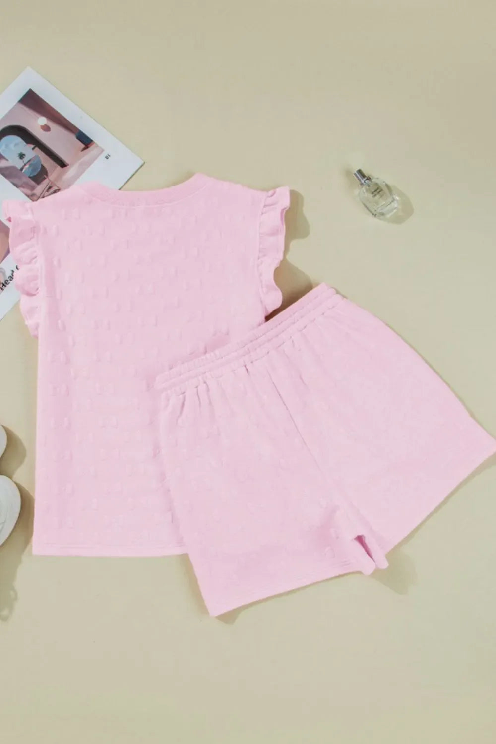 Simply Love: Bow Jacquard Shorts Set