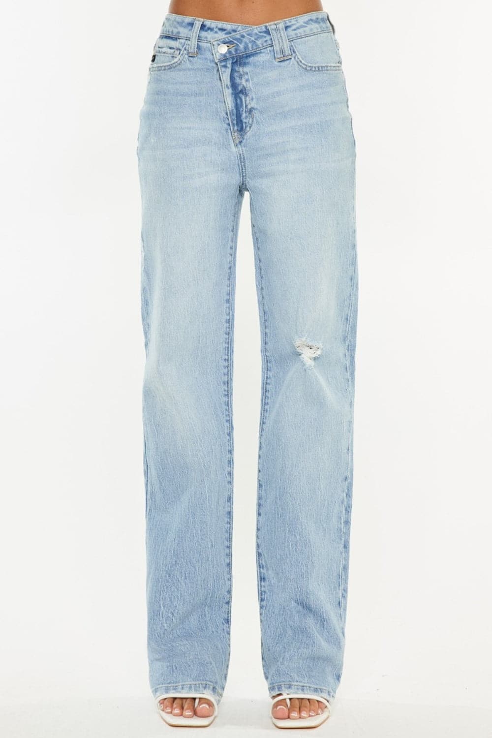 Kancan Distressed High Waist Straight Jeans.