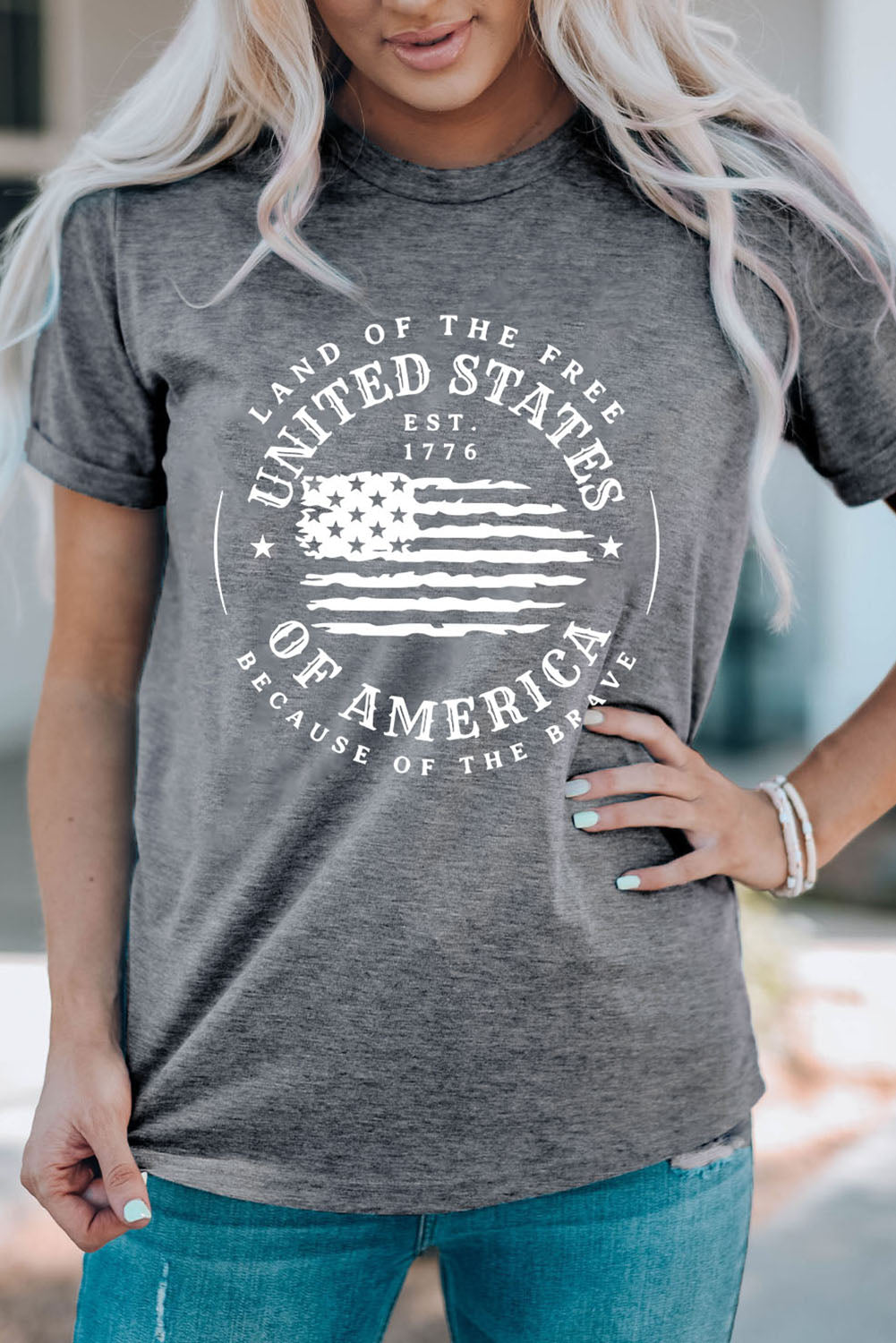 US Flag Graphic Short Sleeve Tee Simply Love