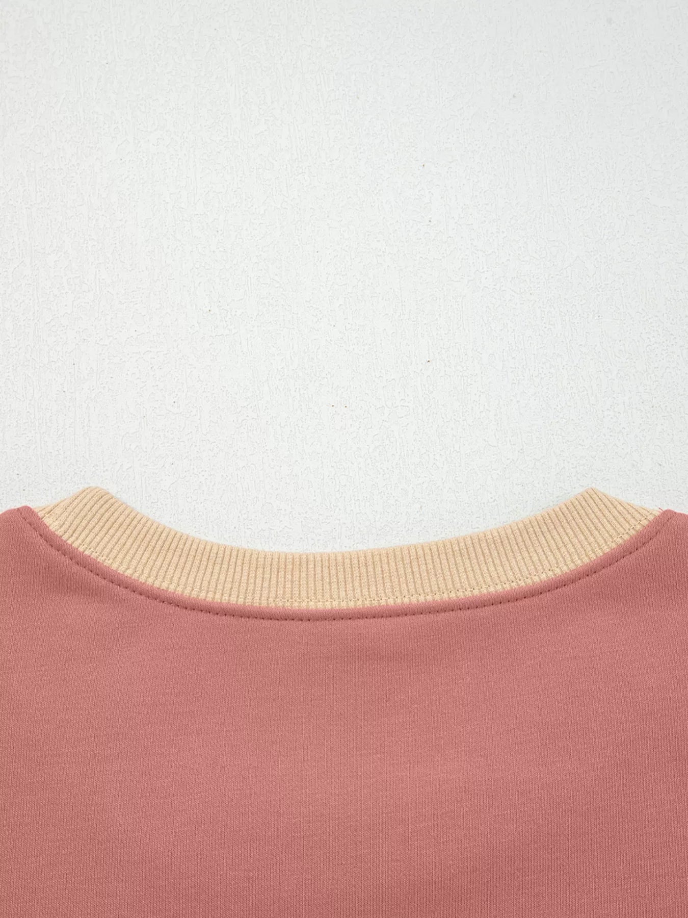 Contrast Star Patchwork Exposed Seam Uneven Hem Drop Shoulder Sweatshirt Simply Love