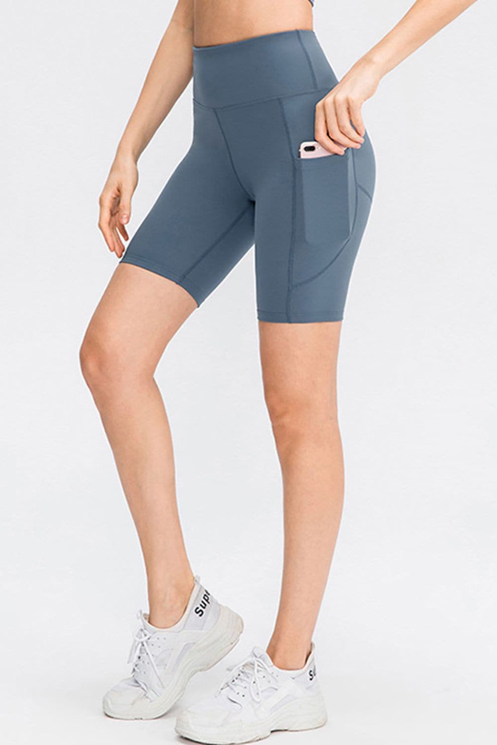 Wide Waistband Sports Shorts with Pockets.