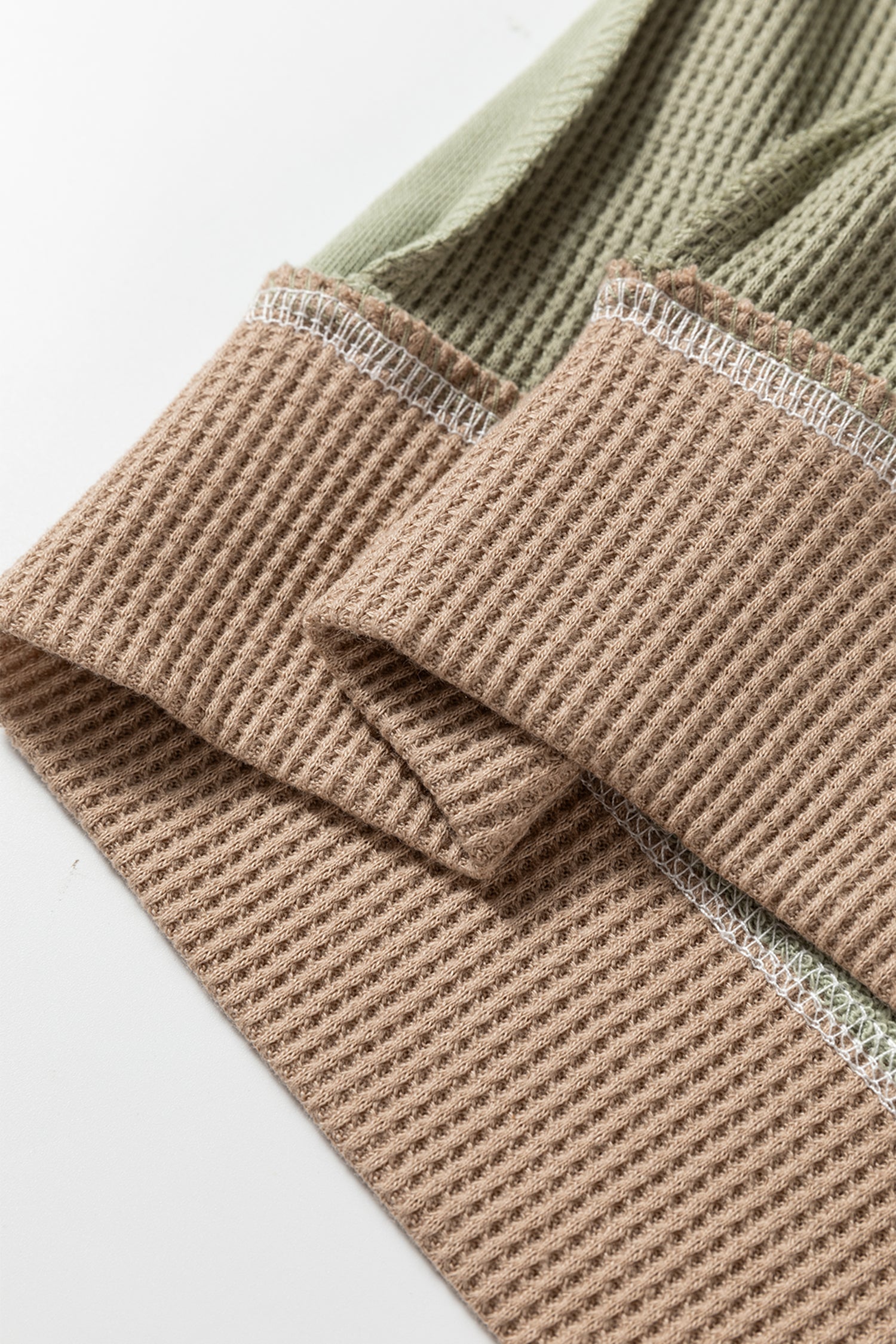 Dear-Lover Green Waffle Sweatshirt Women's Daily Oversized Patchwork Top Casual Fall Dear-Lover Dropshipping