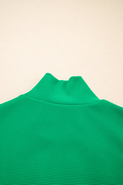 Bright Green Textured Short Sleeve Half Zip Romper