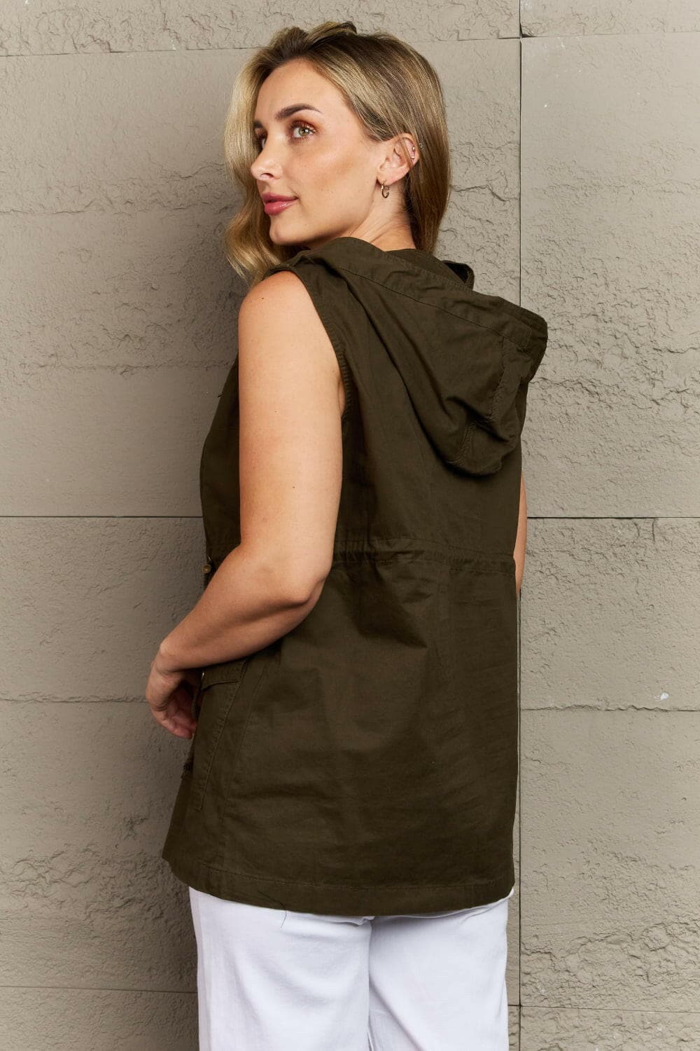 Zenana More To Come Full Size Military Hooded VestExperience the Perfect Blend of Style and Functionality
 Introducing the Zenana More To Come Full Size Military Hooded Vest, where rugged charm meets cozy comfort. TLove Salve Full Size Military Hooded Vestcloseout