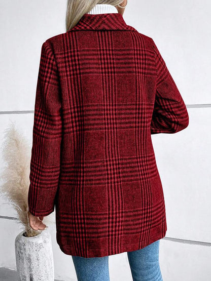 Plaid long sleeve collared jacket