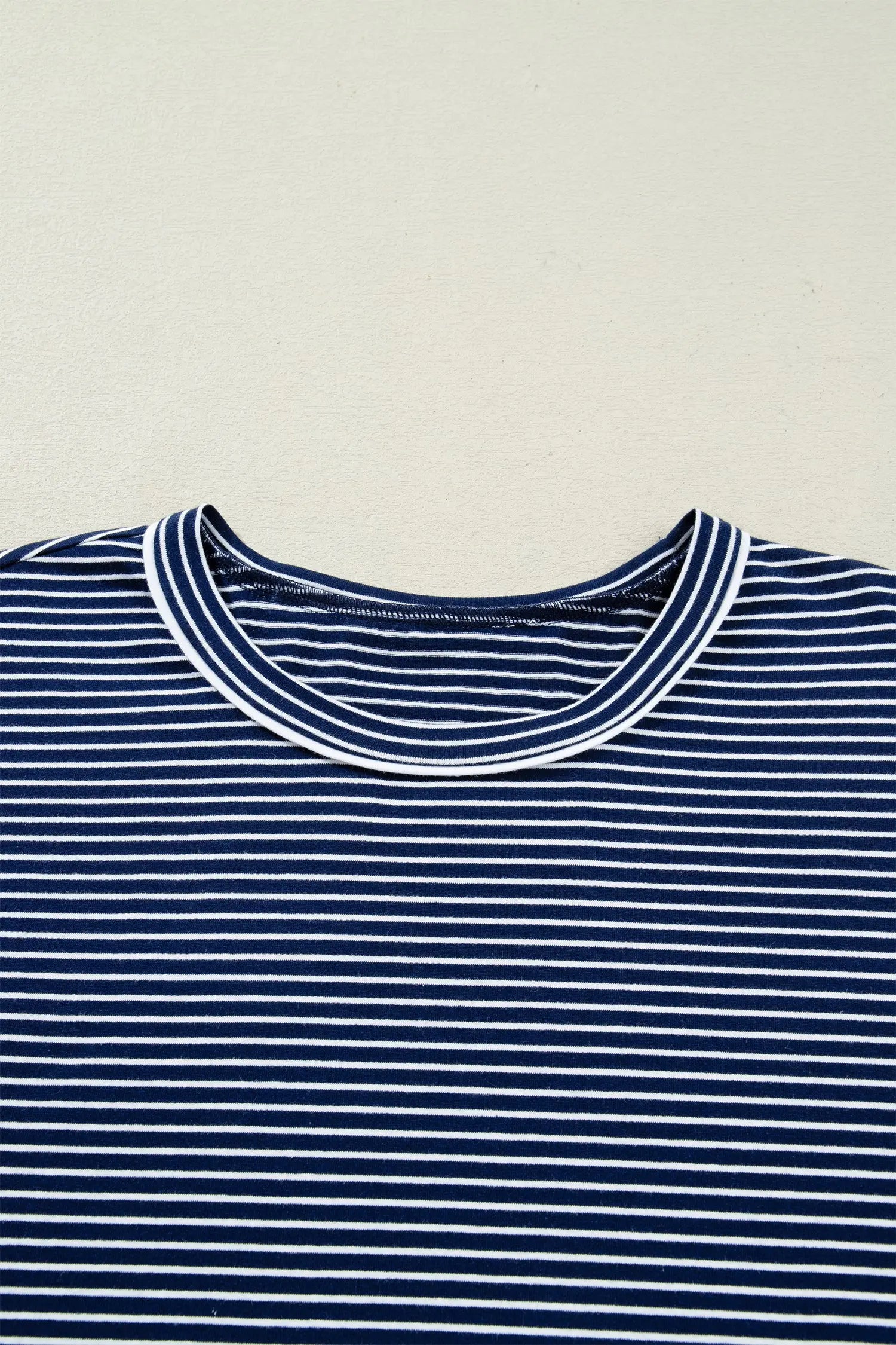 Blue Stripe Drop Shoulder Long Sleeve Tee And Buttoned Shorts Lounge Set 2pcs Dear-Lover Dropshipping