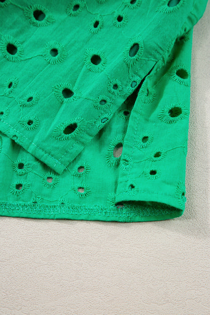 Charming green puff sleeve blouse