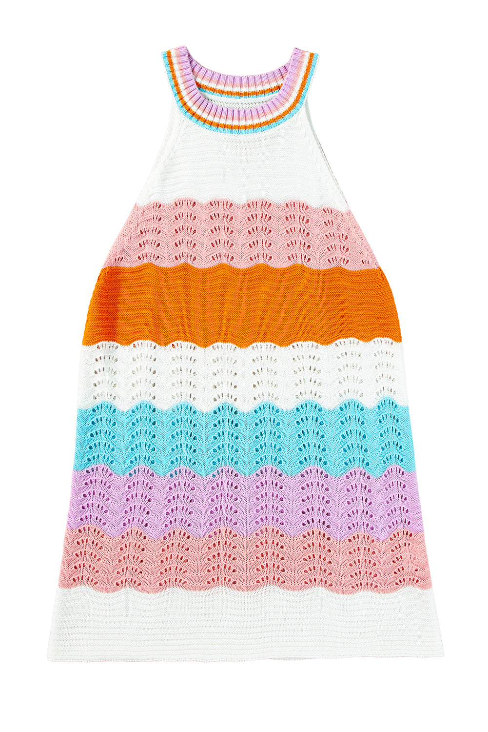 Vibrant striped textured knit sleeveless top