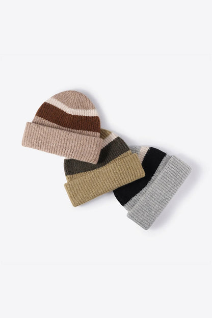 Tricolor Cuffed Knit Beanie.