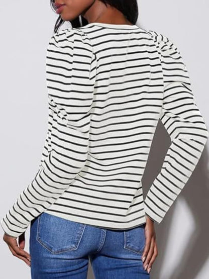 Stylish striped long sleeve tee for versatile fashion