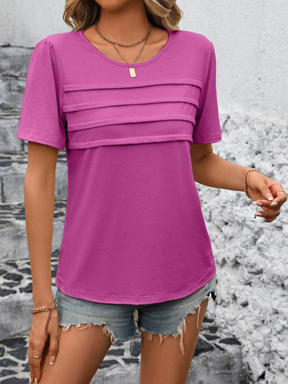 Round Neck Short Sleeve Top.