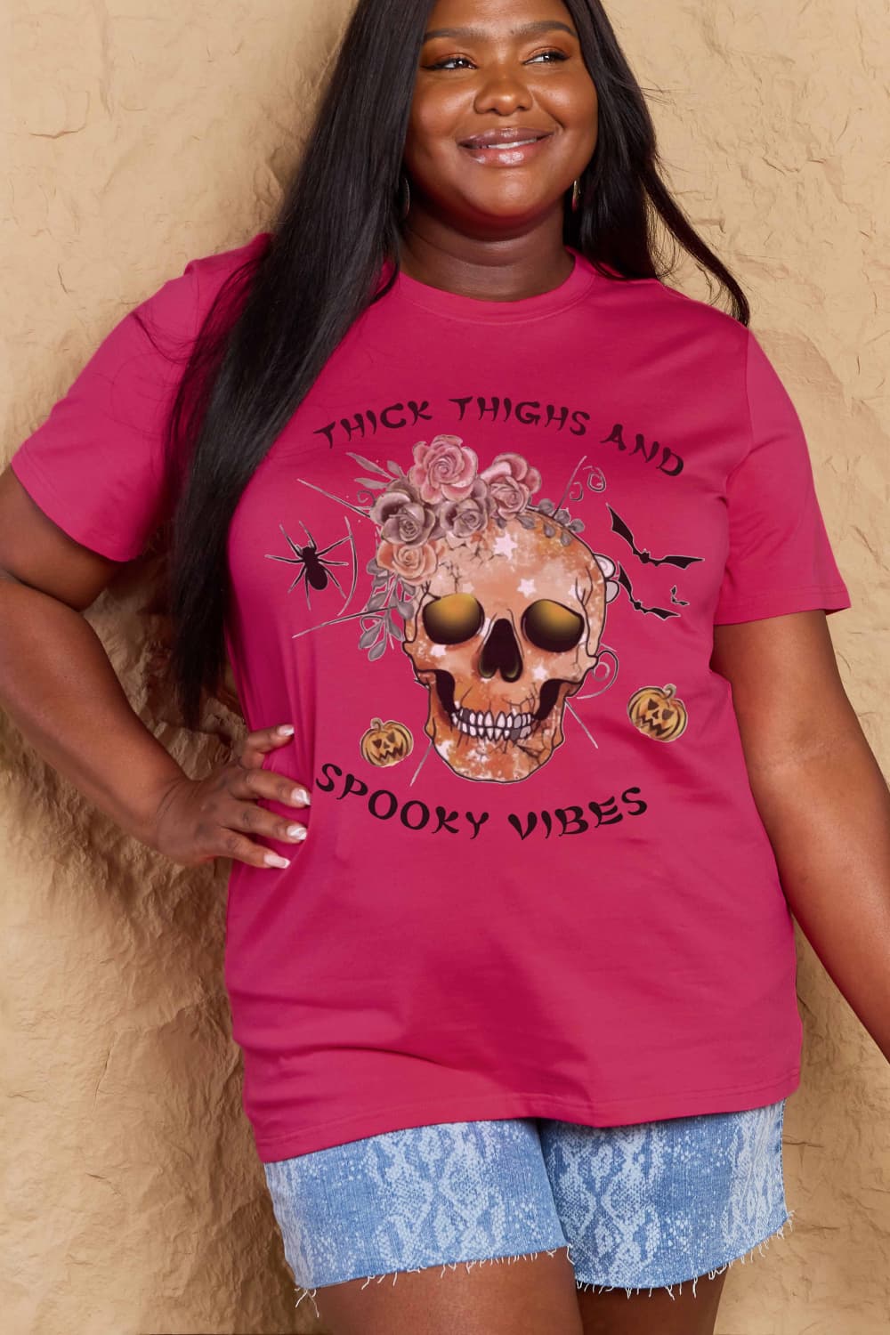 Thick thighs and spooky vibes graphic tee for casual comfort