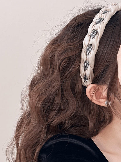 Rhinestone-embellished braided headband