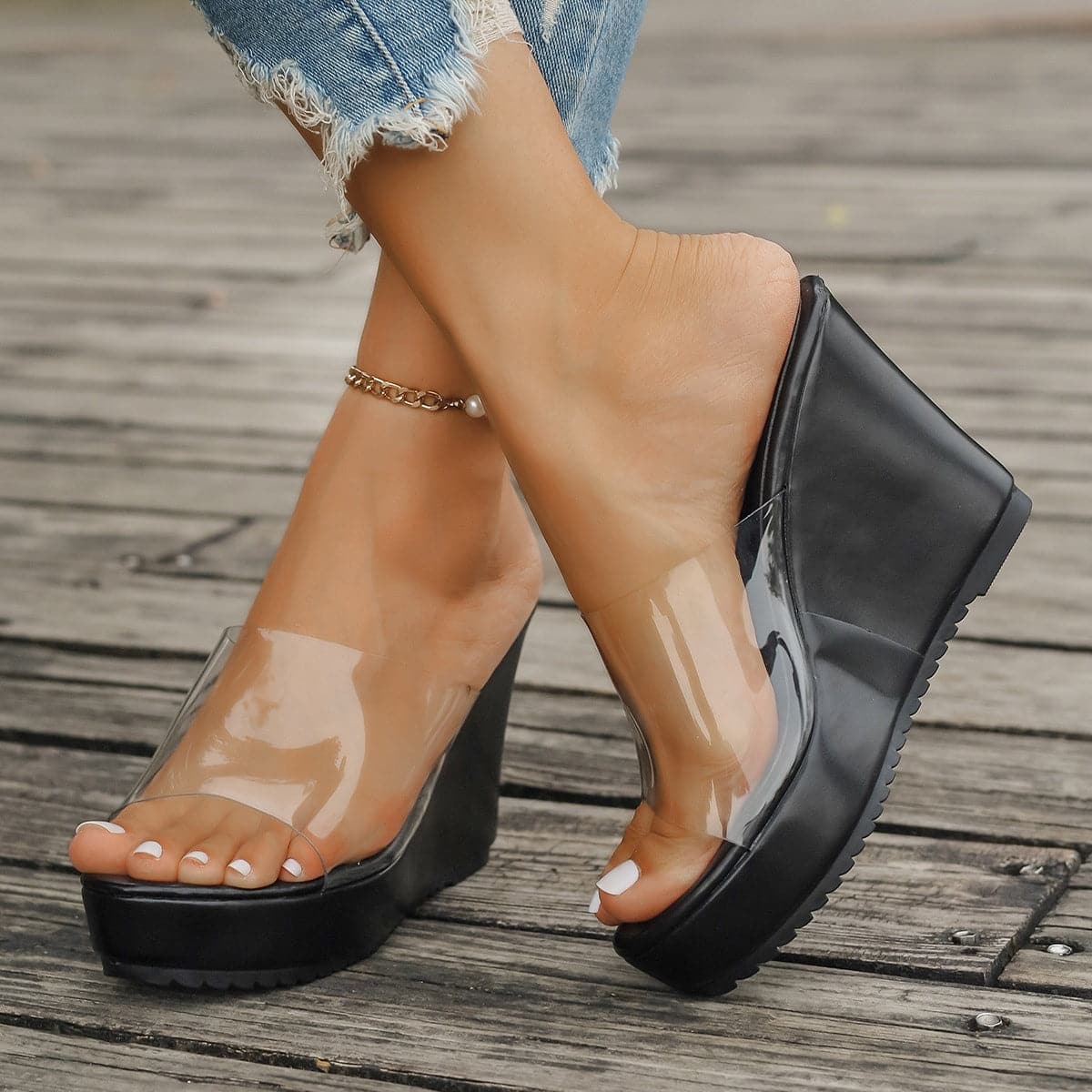 Open Toe Wedge Sandals.