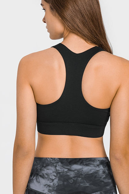 Zip Up Racerback Sports Bra.