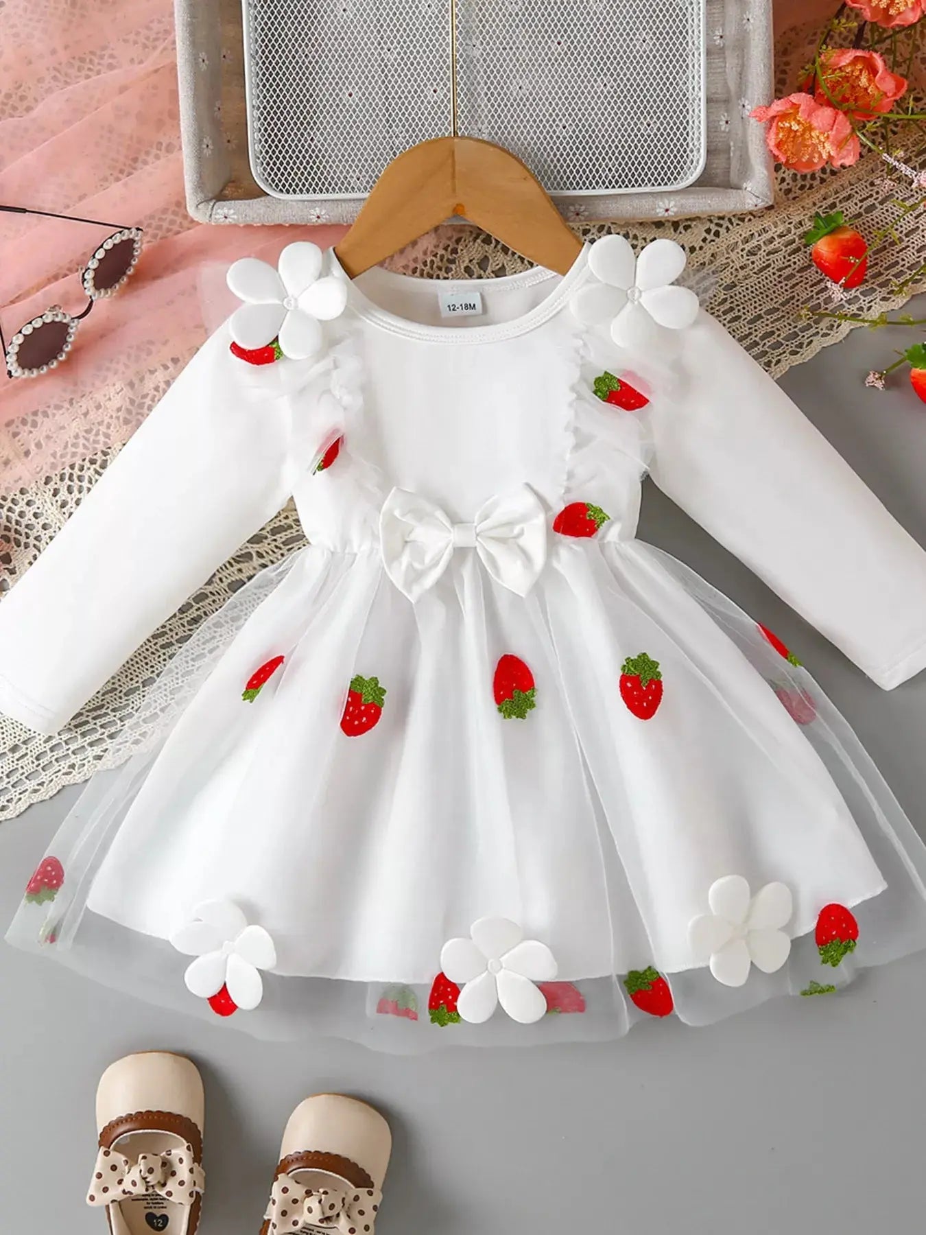 Children's Bow Decor Ruffle Trim Dress Simply Love