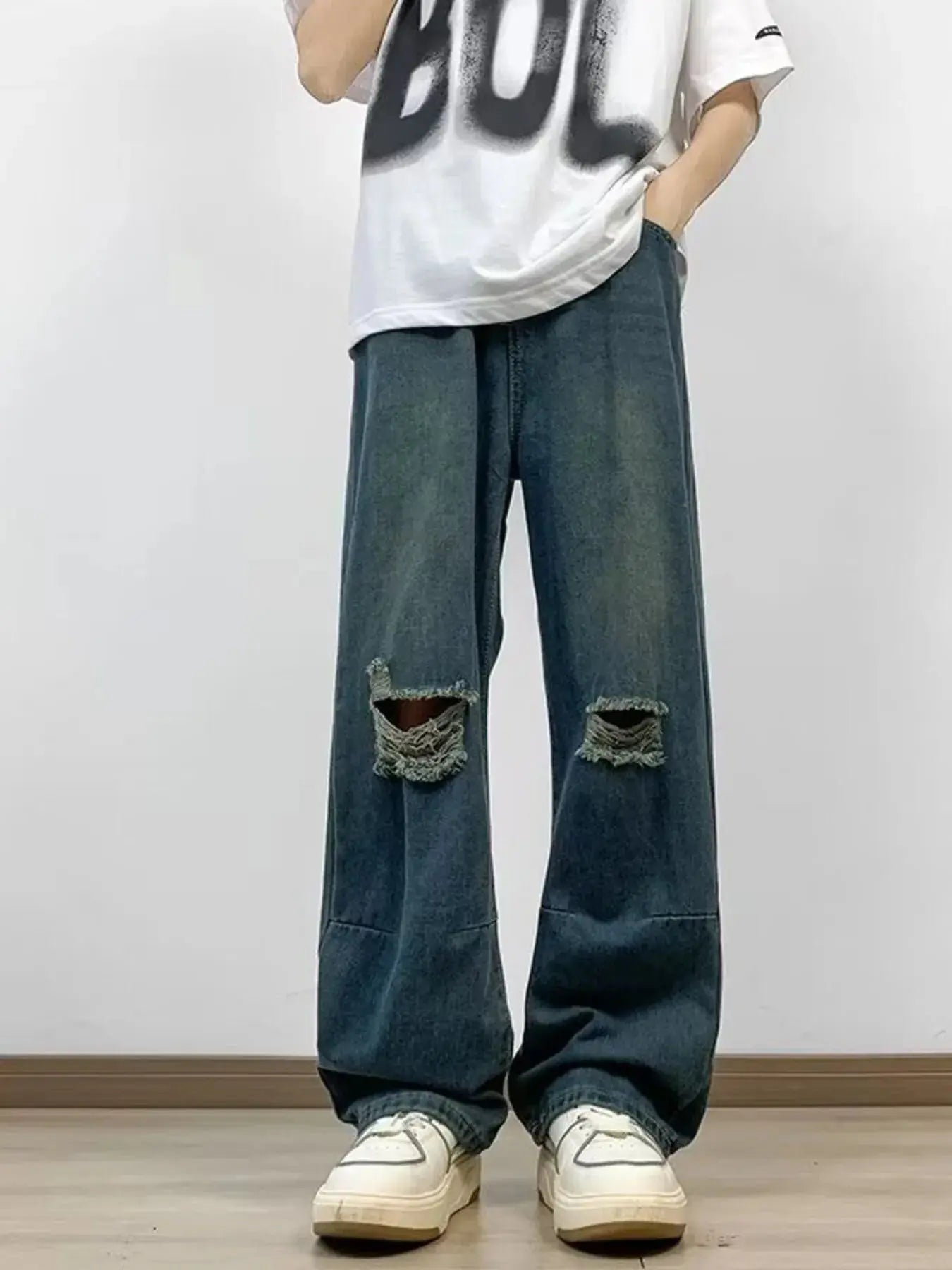 Men's Full Size Distressed Wide Leg Jeans Plus Size Simply Love