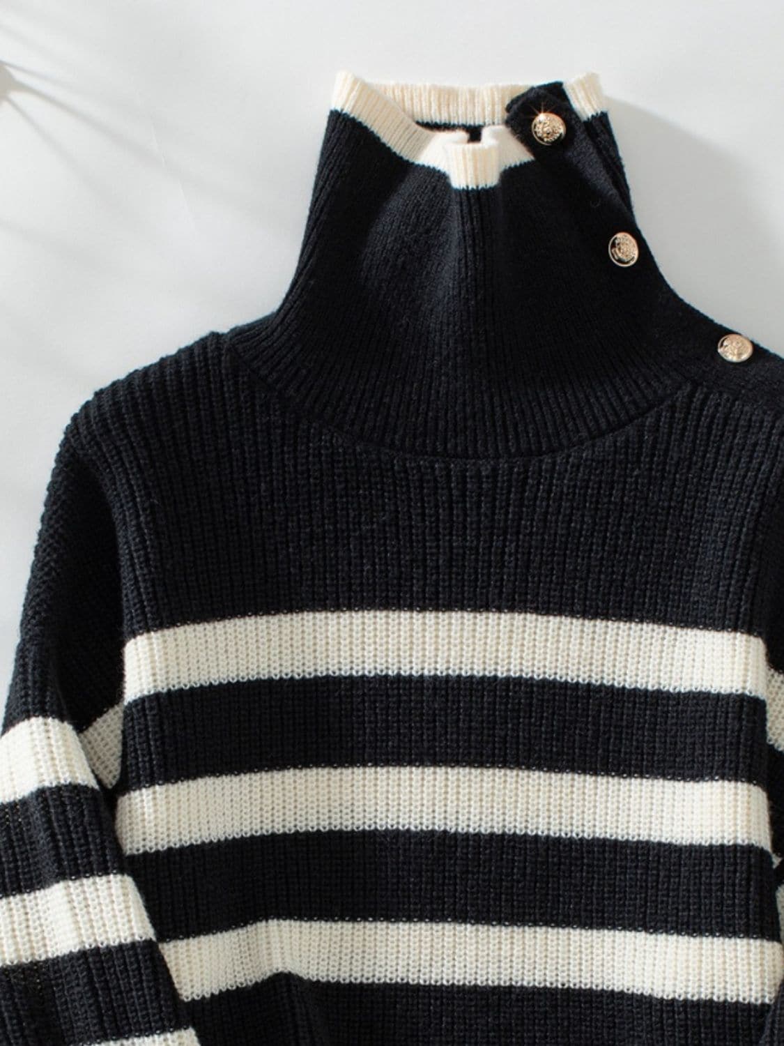 Stylish striped long sleeve knit top