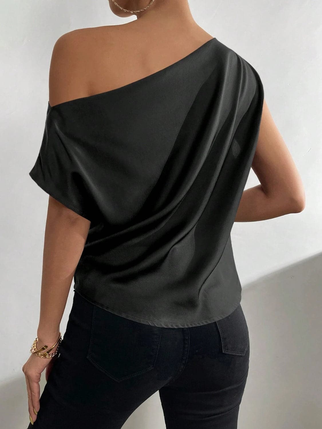 Ruched Single Shoulder Blouse.