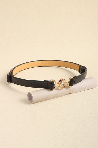 Rhinestone Decor PU Leather Belt.