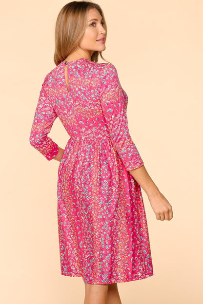 Haptics Round Neck Floral Dress with Pockets.