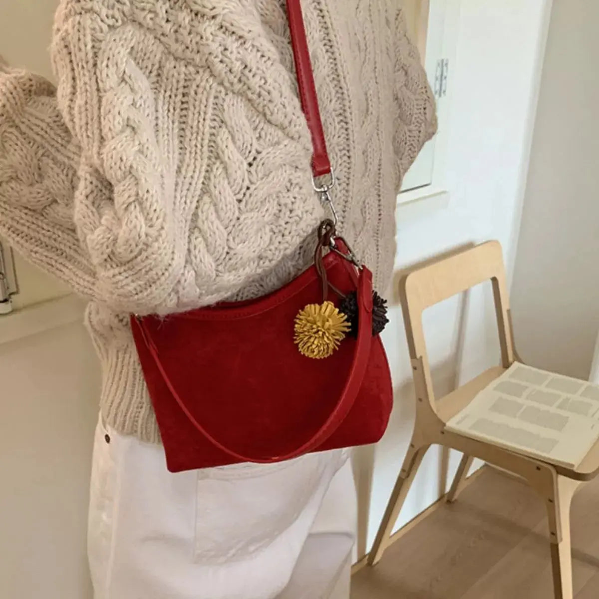 Suede Crossbody Bag with Adjustable Shoulder Strap Simply Love