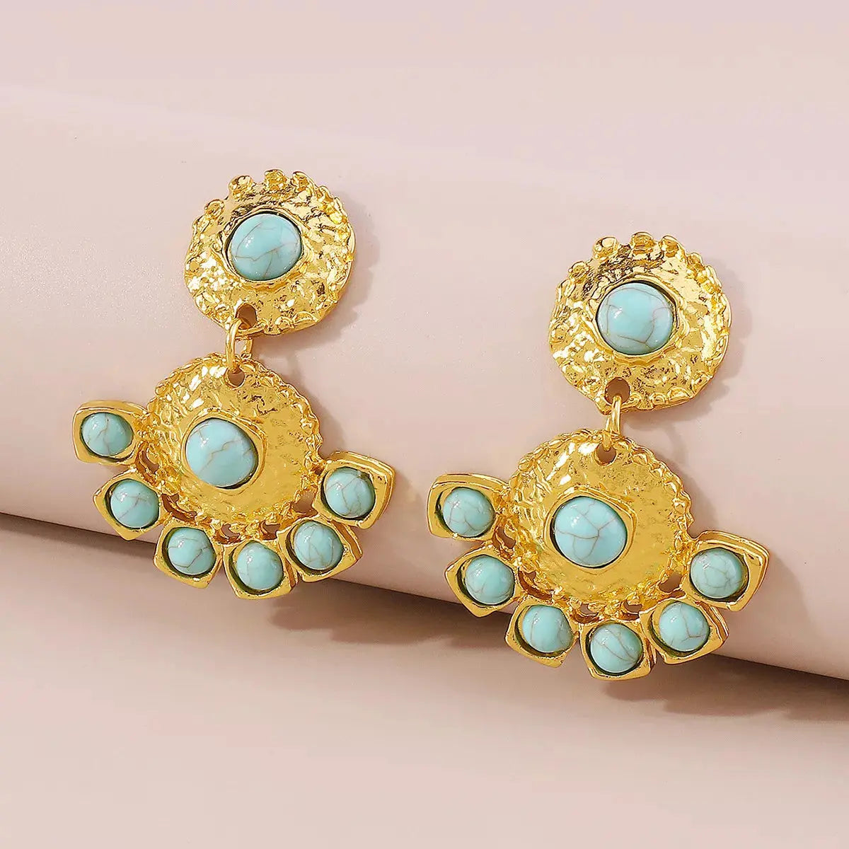 18K Gold-Plated Turquoise Dangle Earrings Simply Love