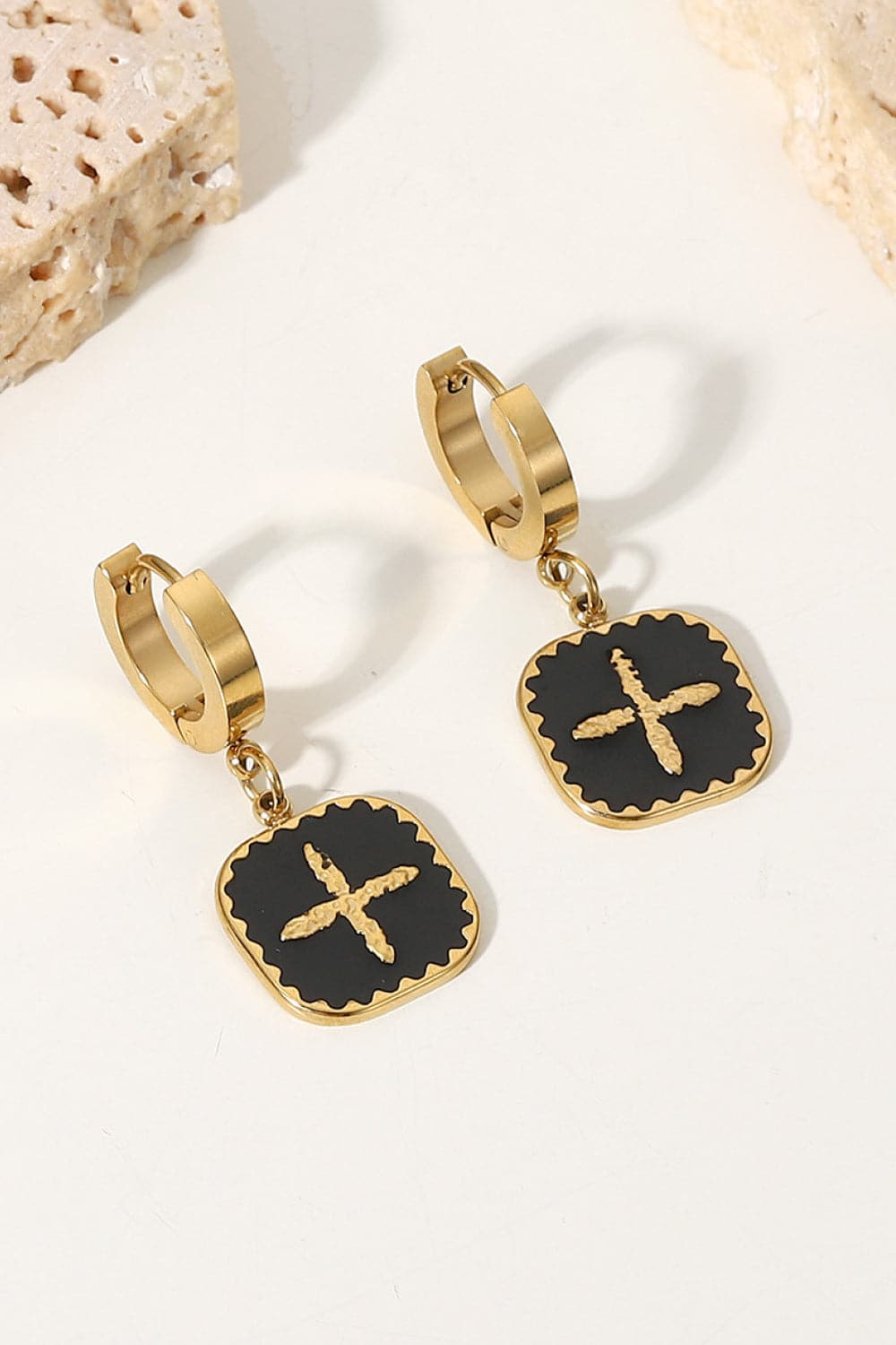 Plus Sign Square Shape Drop Earrings.