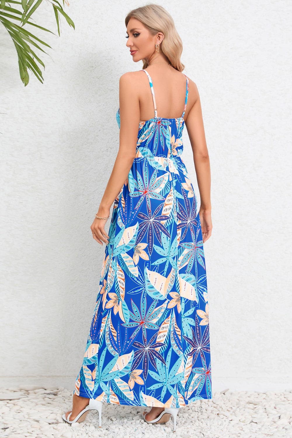 Printed Surplice Maxi Cami Dress.