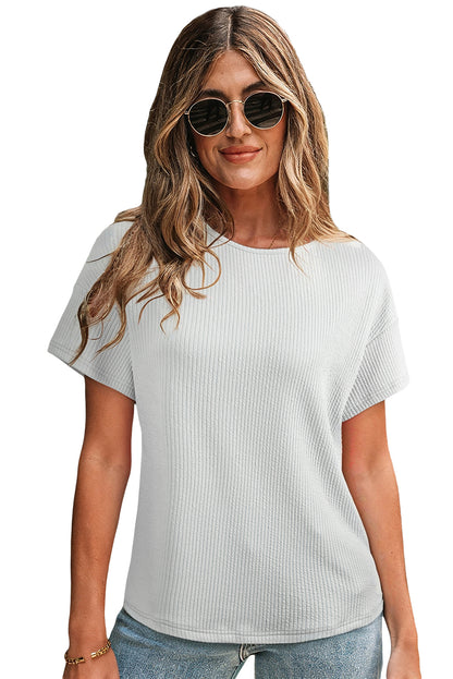Light Grey Textured Loose Fit T-Shirt