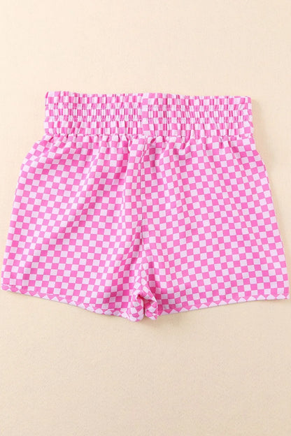 Smocked Elastic Waist Checkered Shorts