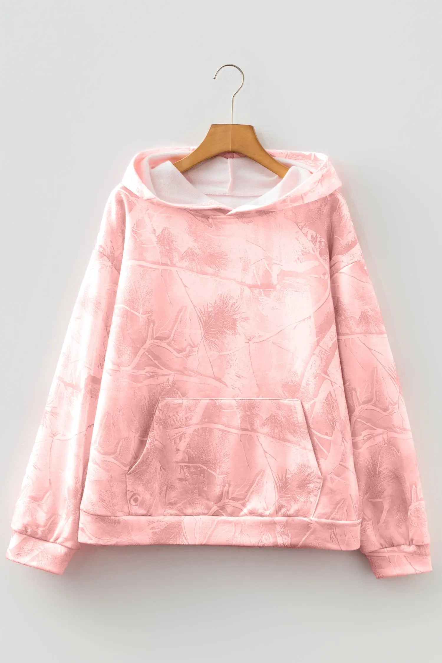 Light Pink Camouflage Woodland Print Oversized Sporty Hoodie For Women Dear-Lover Dropshipping