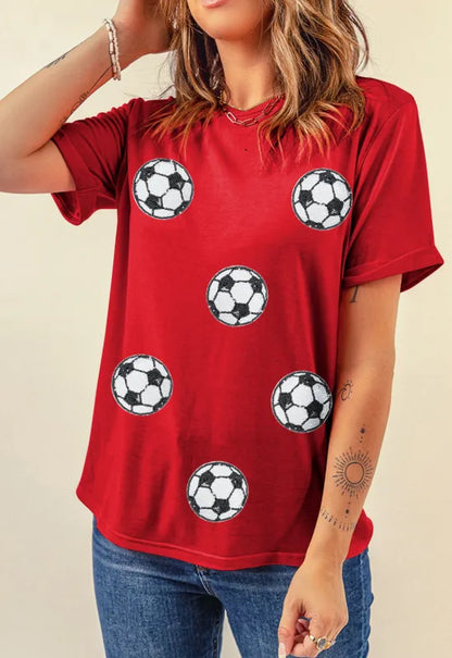 Football Round Neck Short Sleeve T Shirt
