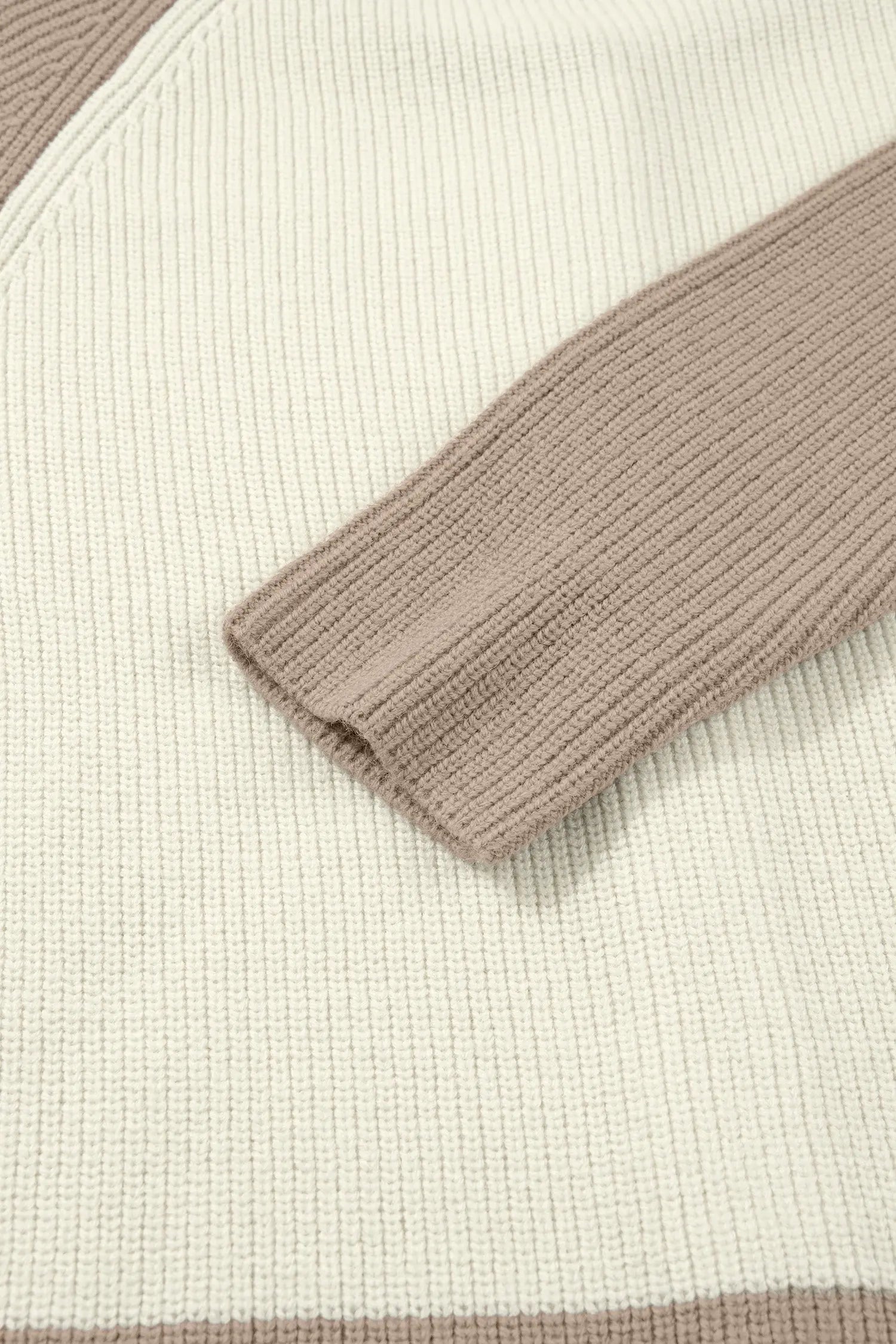 White Color Block Ribbed Knit Button Down Cardigan Sweater For Women Dear-Lover Dropshipping