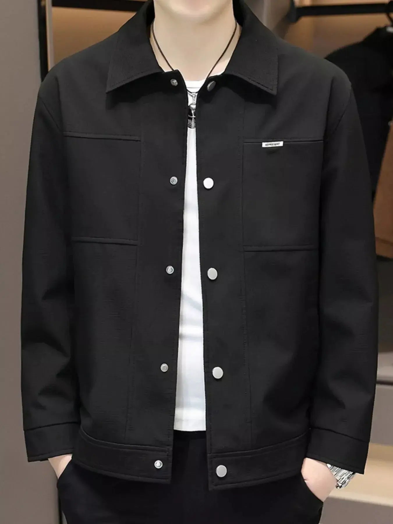 Men's Plus Size Snap Down Long Sleeve Jacket Simply Love