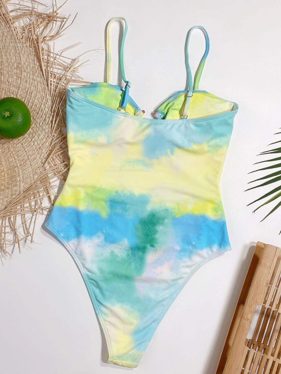 Cutout Tie-Dye Spaghetti Strap One-Piece Swimwear.