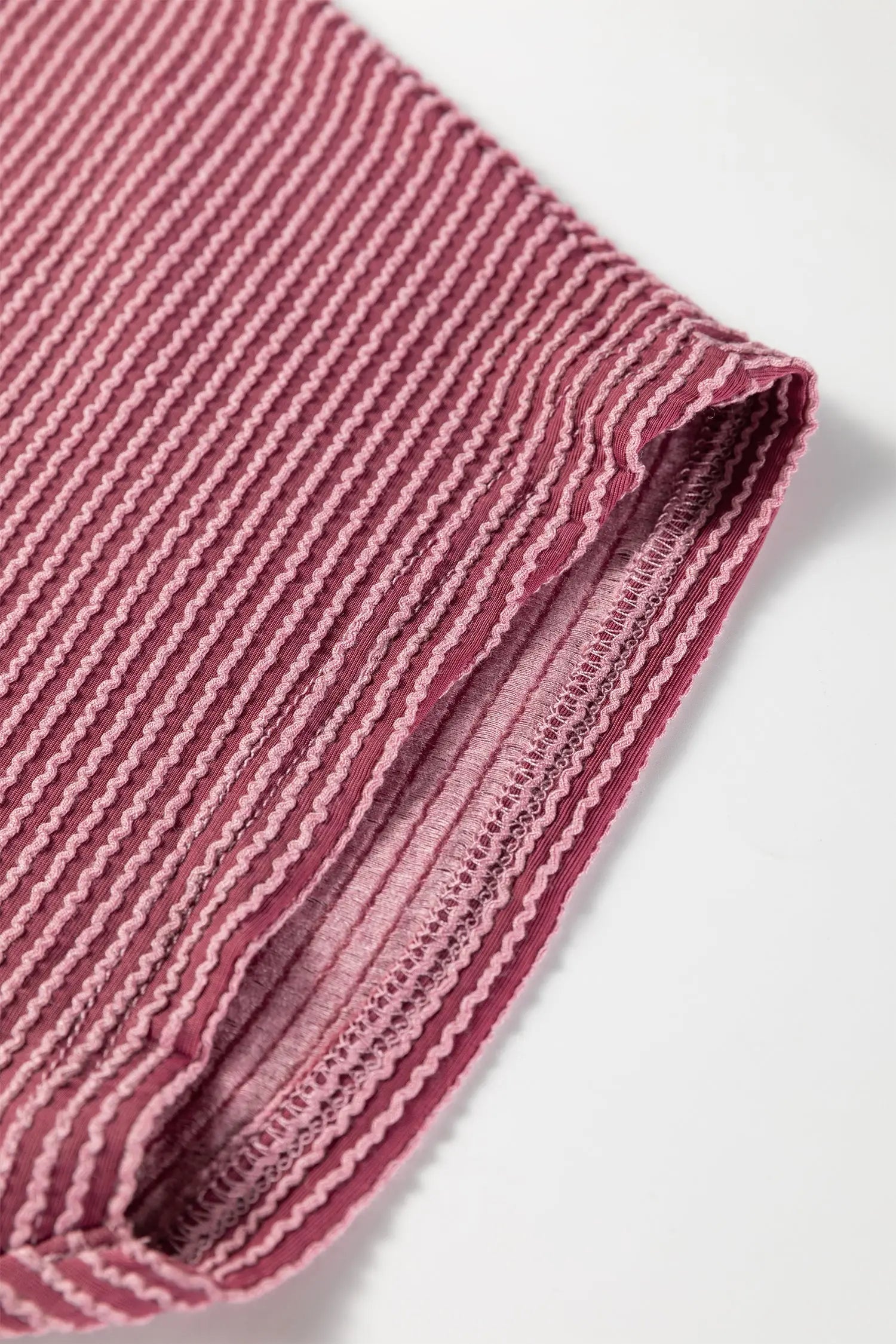 Burgundy Twisted Ribbed High Neck Tee and Elastic Waist Pants Set Dear-Lover Dropshipping