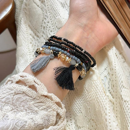 Chic tassel and rice bead bracelet