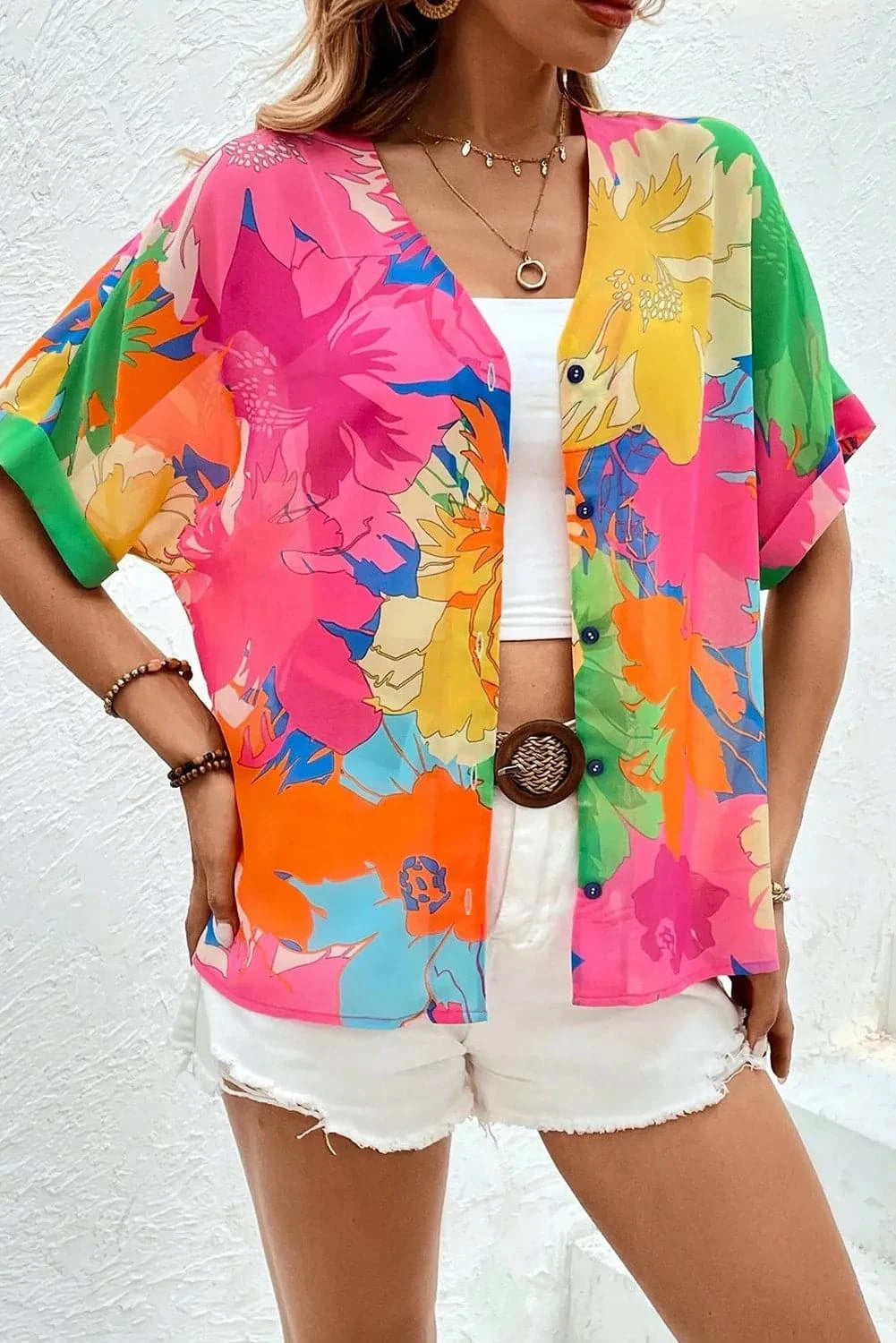 Printed Button Up Half Sleeve Shirt.