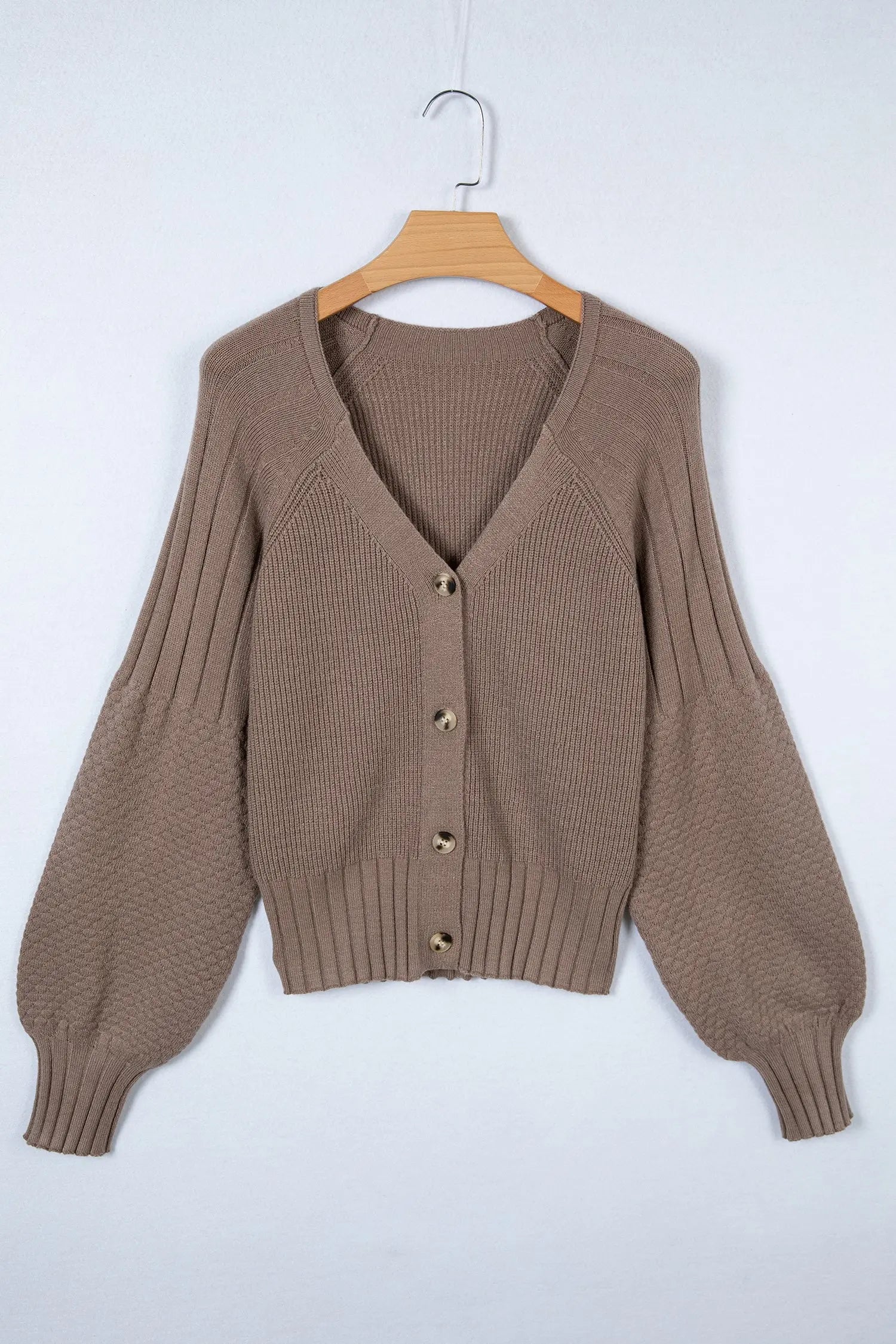 Goat Mixed Texture Knit Button V Neck Cardigan Sweater Dear-Lover Dropshipping