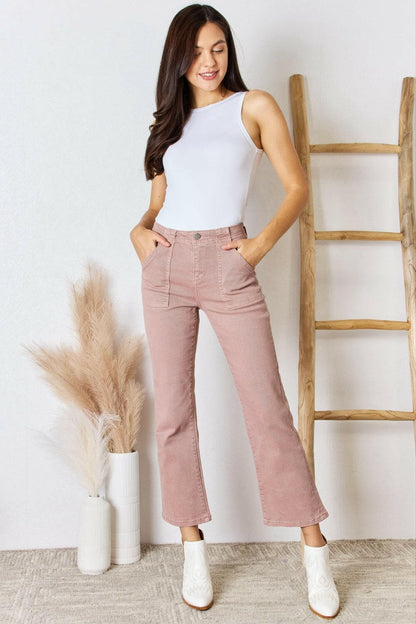 RISEN Full Size High Rise Ankle Flare Jeans.