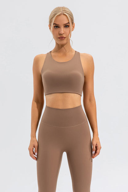 Round Neck Cutout Cropped Active Tank.