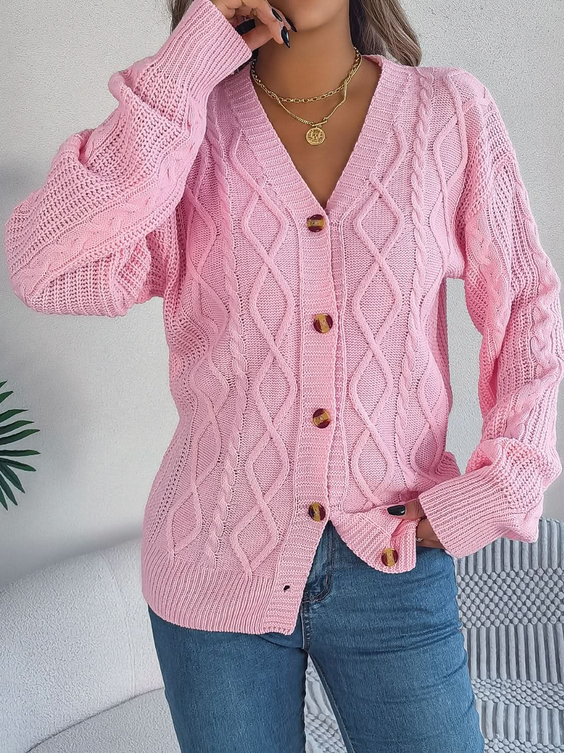 Cozy button detail cardigan