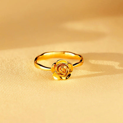 Rose Shape 18K Gold-Plated Ring.