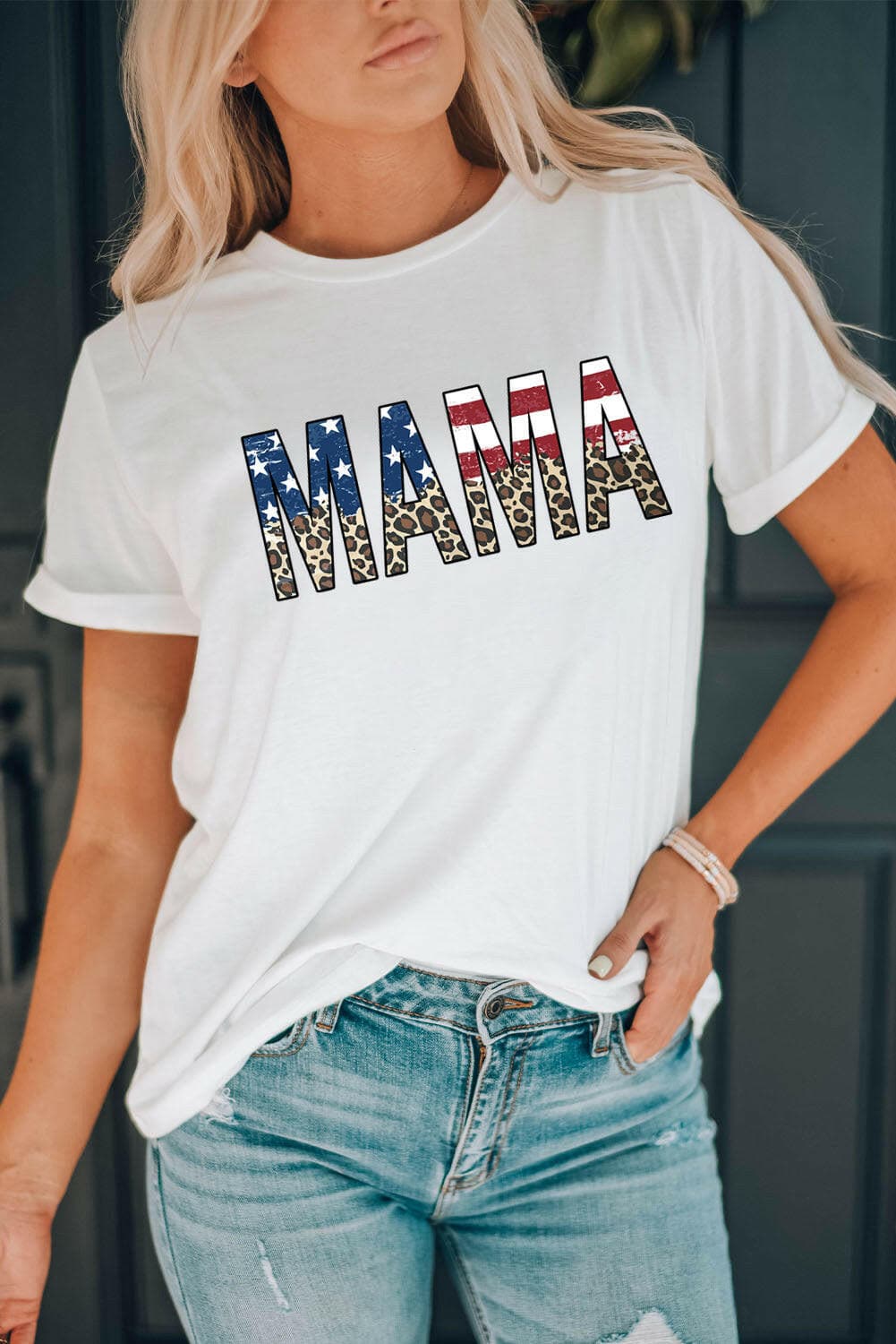 MAMA Round Neck Short Sleeve T-Shirt.