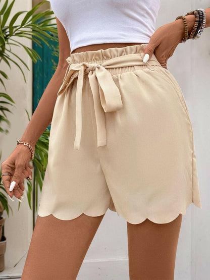 Frill Tied Shorts with Pockets.