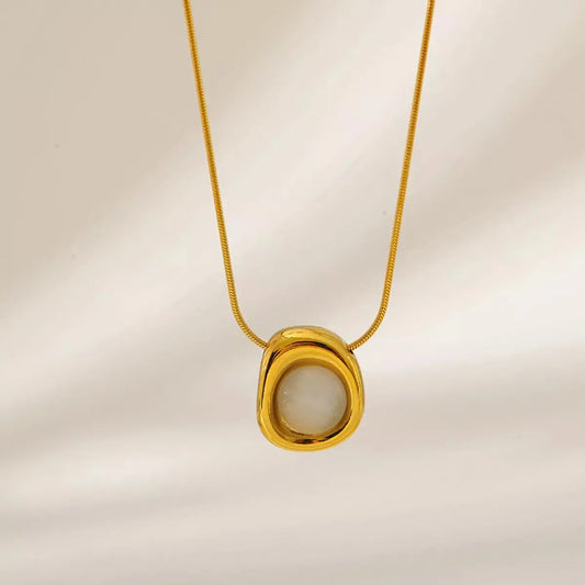 18K Gold Plated Natural Stone Pendant Necklace For Women Simply Love
