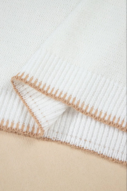 YEEHAW Stitch Edge Crew Neck Knit Top