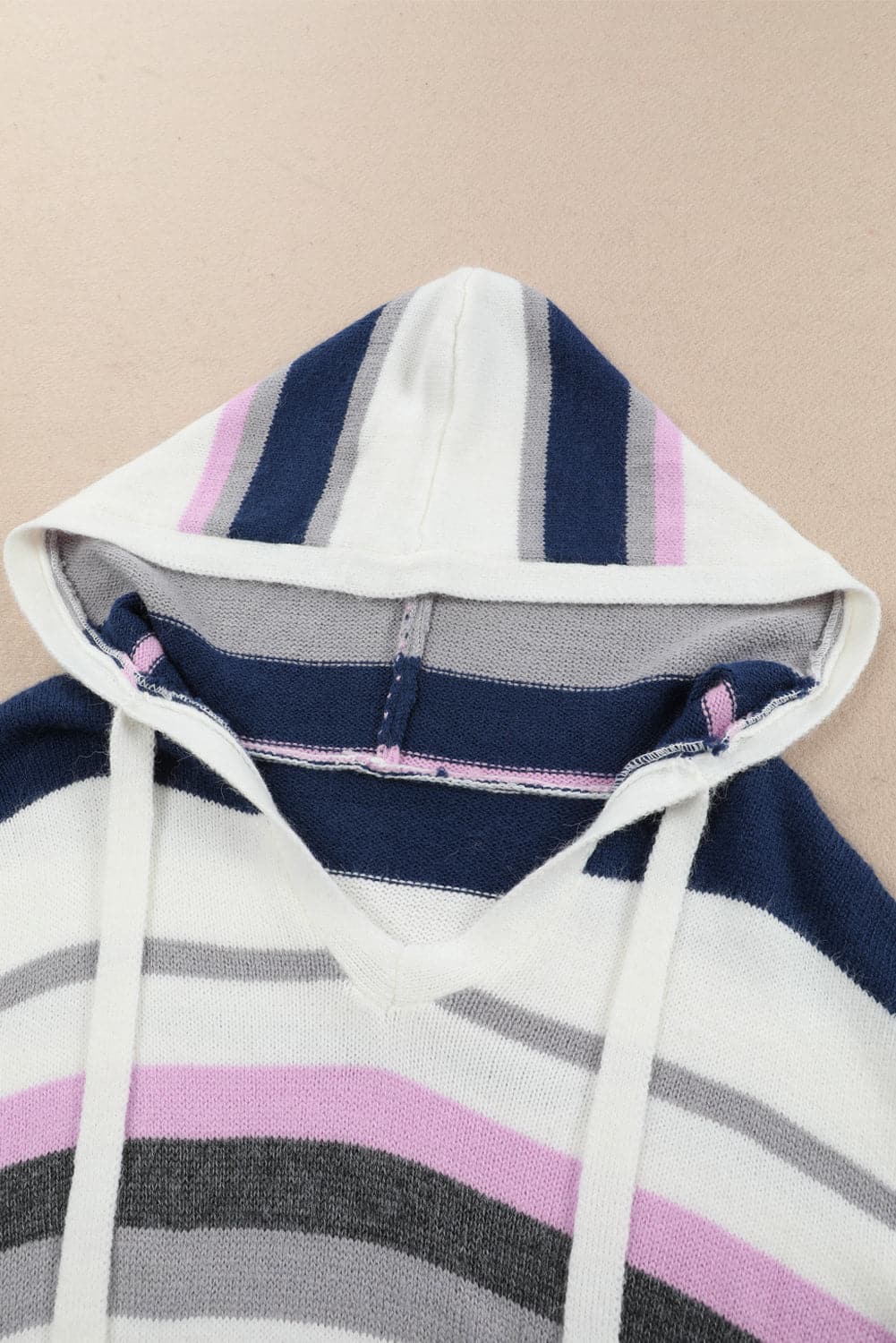 Plus Size Striped Long Sleeve Hooded Sweater.