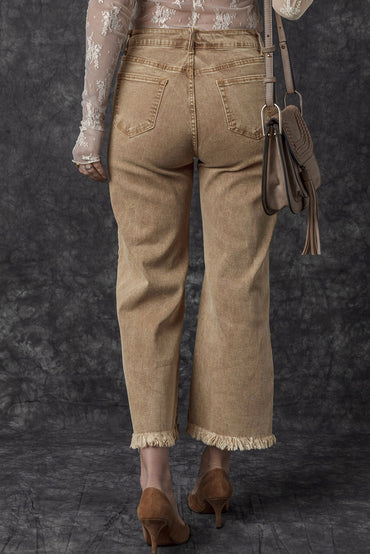 Chic light beige wide-leg jeans